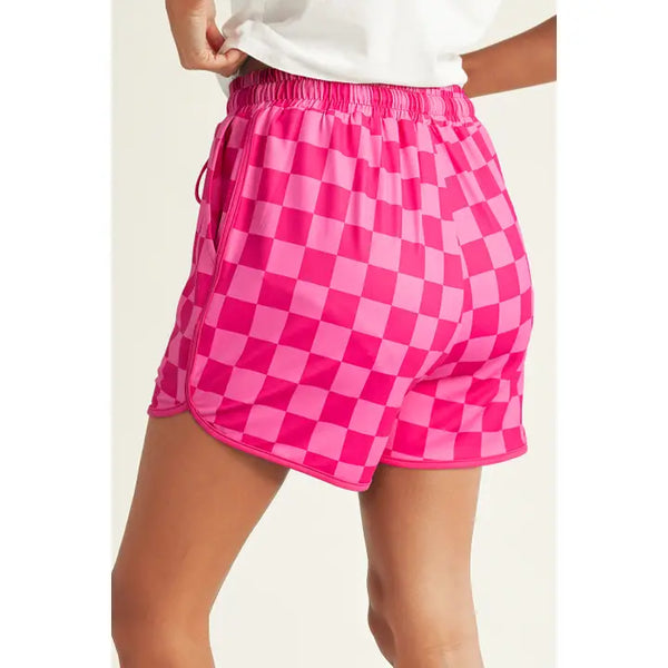 Checkered Drawstring Casual Shorts