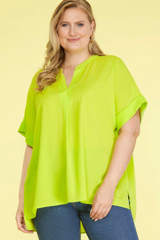 Drop Shoulder V-Neck Top