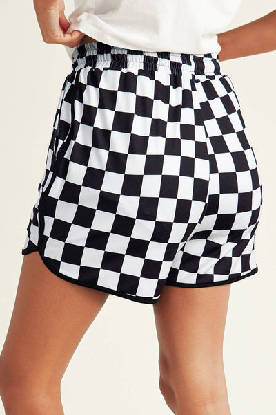 Checkered Drawstring Casual Shorts