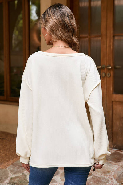 Corded Exposed Seam Patchwork Blouse